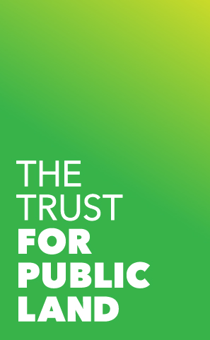Trust for Public Land logo in white text with a green box background