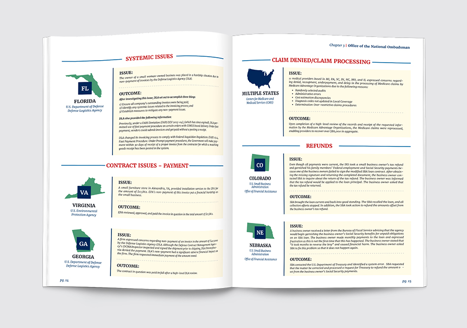 Small Business Administration Spread Image of an internal page from the 2018 SBA Annual Report that Circuit Media designed.