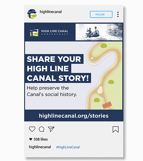 an animation of two High Line Canal social media graphics transitioning from one to the other via a sliding motion