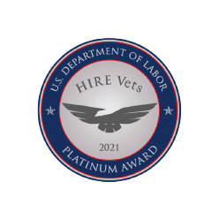 U.s. Department of Labor platinum award logo - hire vets, 2021