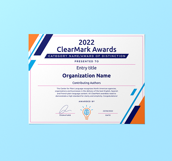 2022 clearmark awards sample