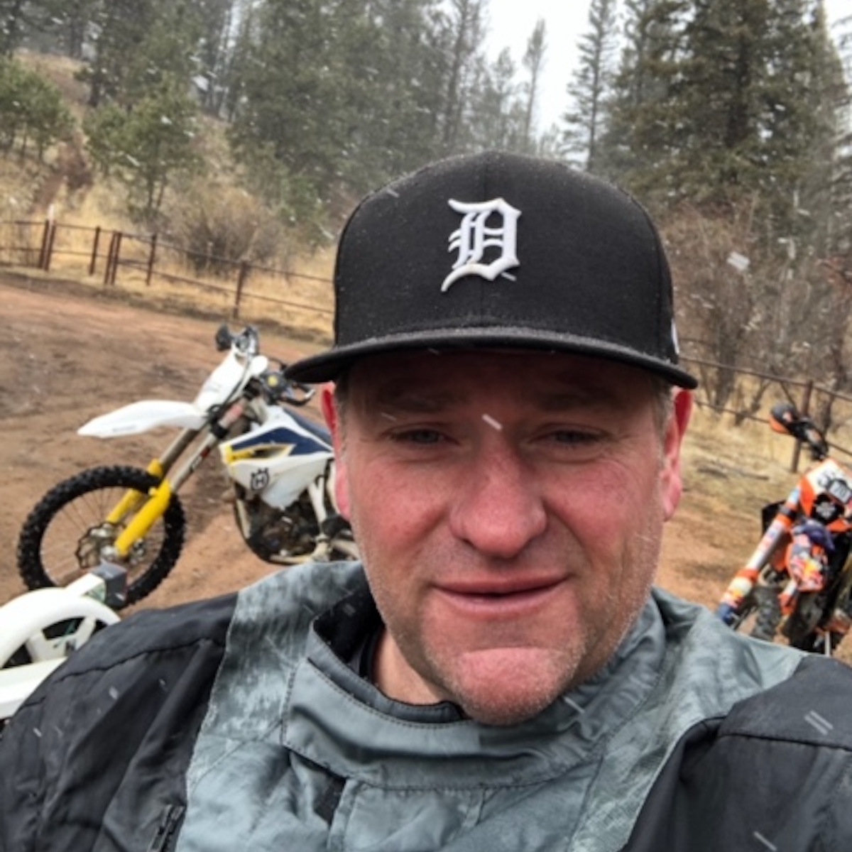 Dean Morton with his dirt bikes
