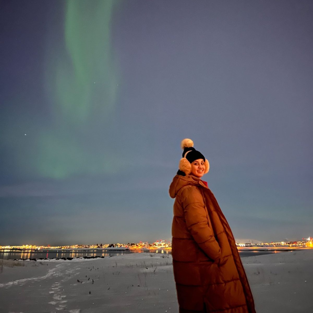Segen Tekle with the Northern Lights