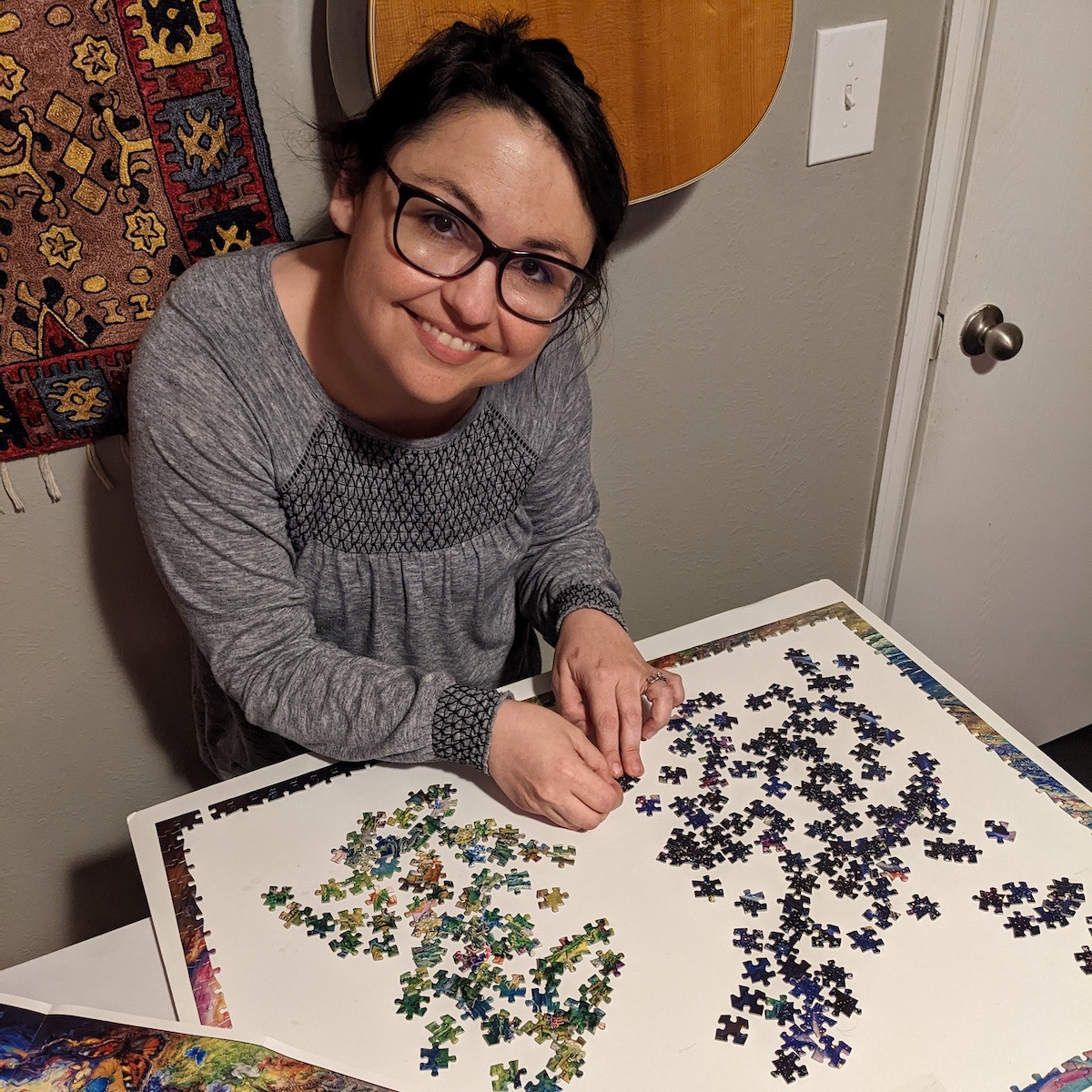 Christina Oddie doing puzzles